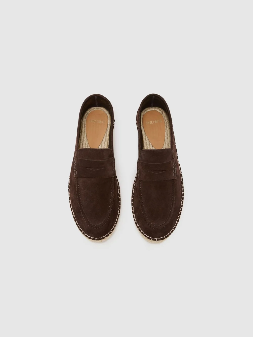 Reiss Chocolate Brown Suede Penny Loafer Espadrilles, view 4