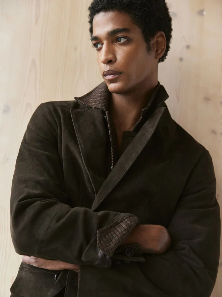Reiss Chocolate Brown Suede Single-breasted Blazer
