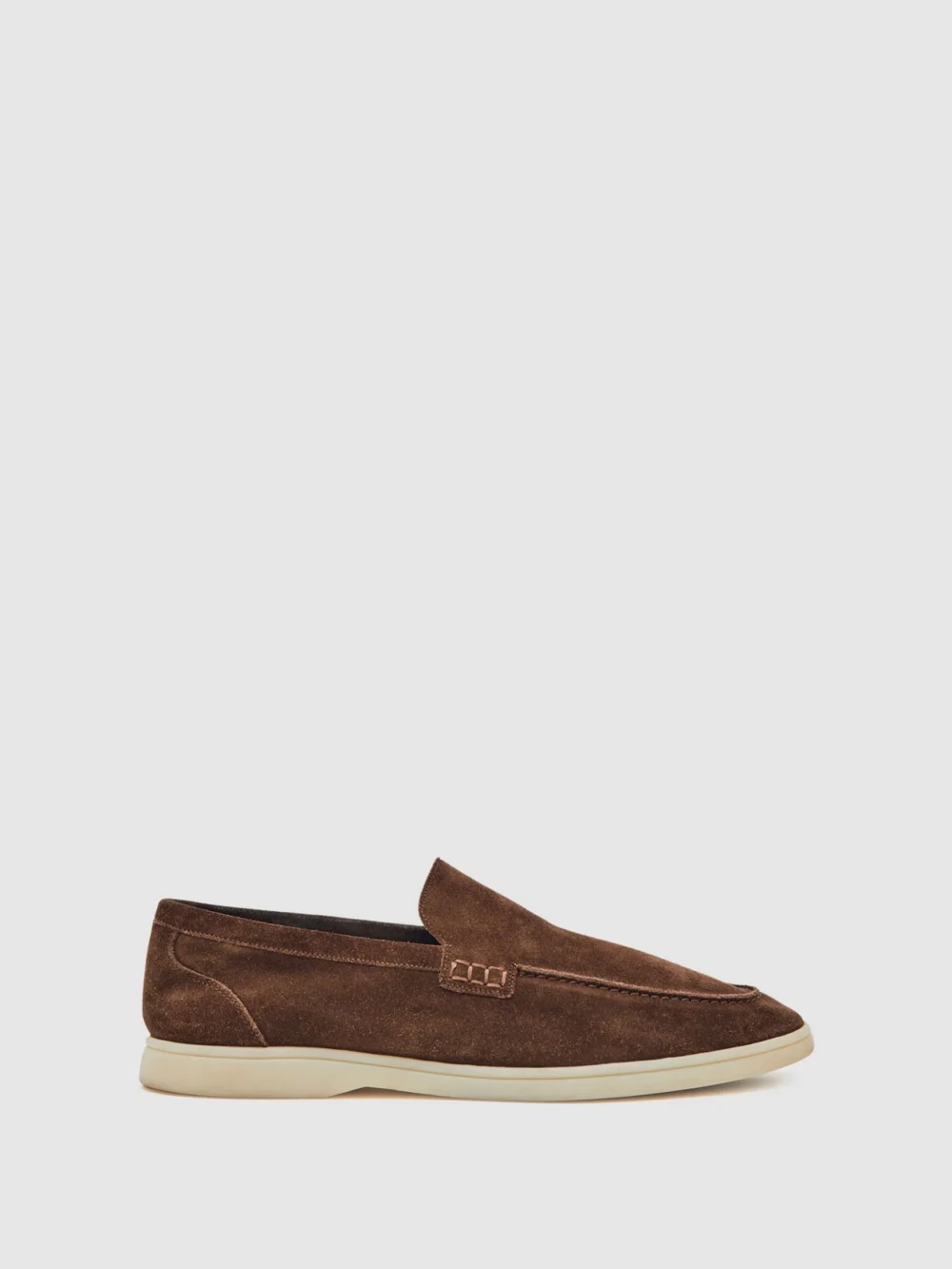 Reiss Chocolate Brown Suede Slip-on Loafers, view 2