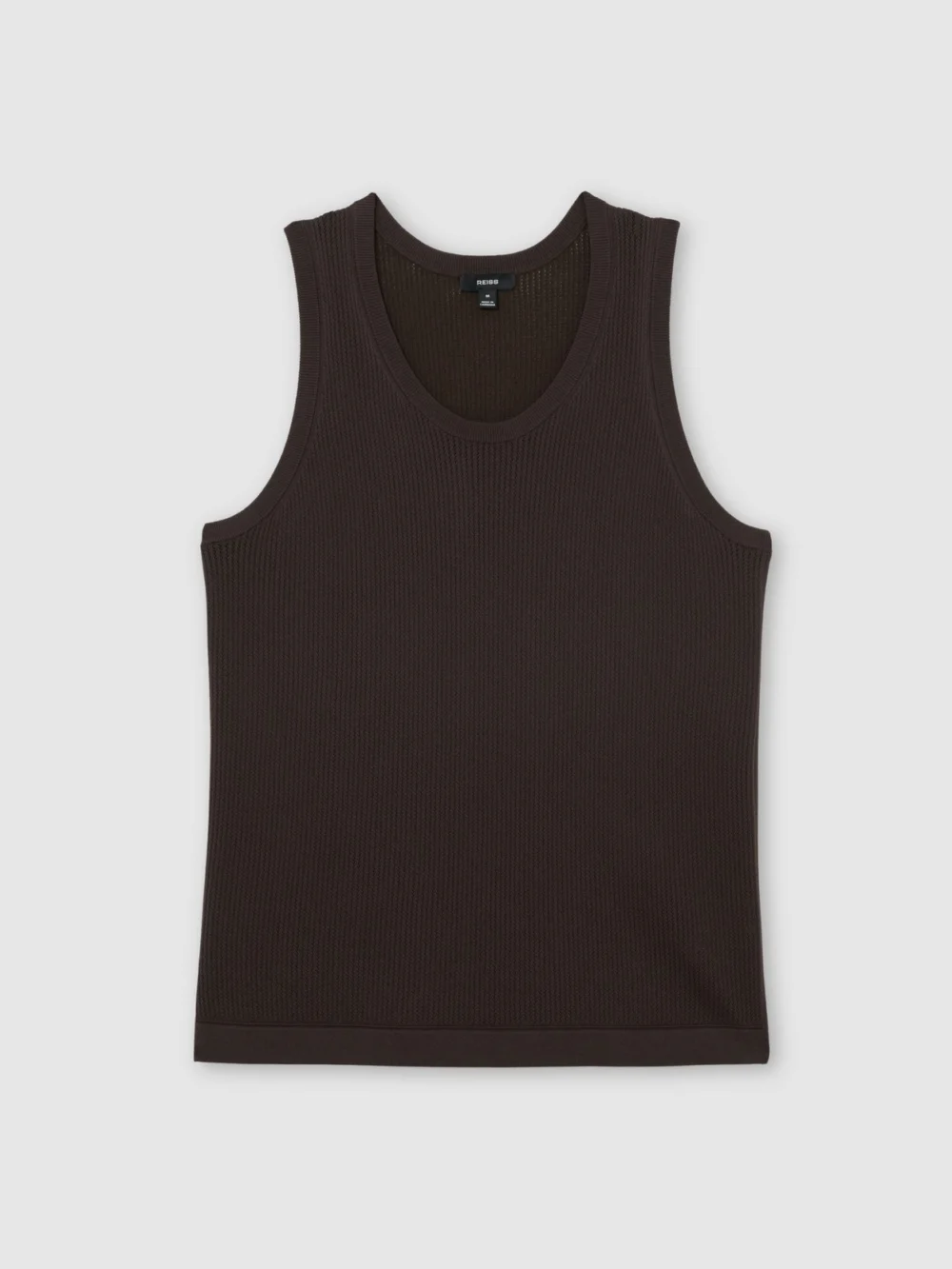 Reiss Chocolate Brown Textured-knit Round-neck Vest, view 2