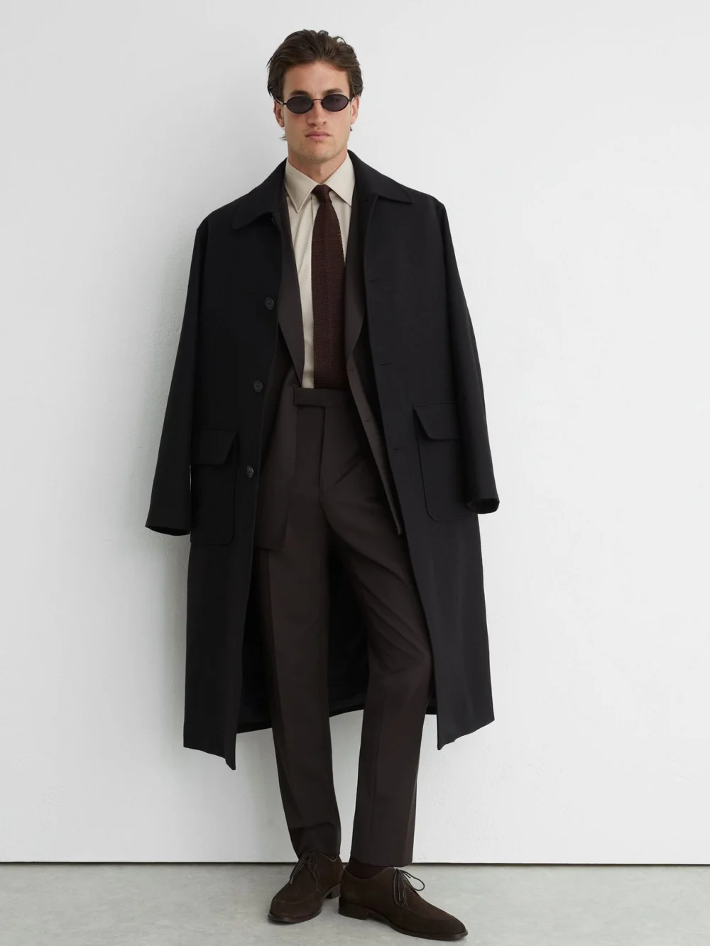 Reiss Chocolate Brown Wool-blend Side-adjuster Suit Trousers Tailored-fit