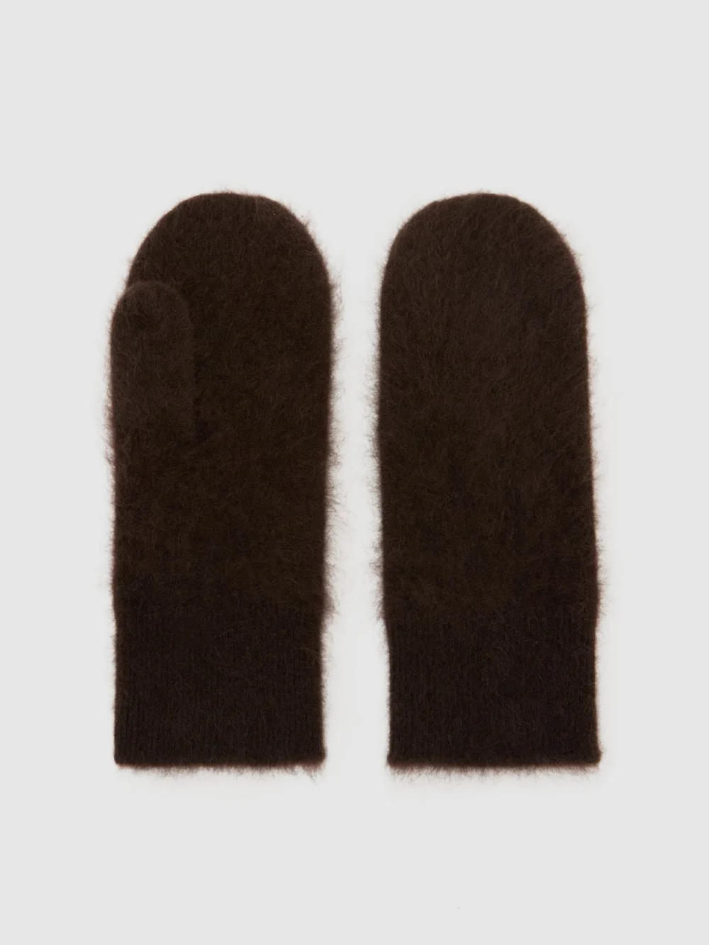 Reiss Chocolate Brushed Cashmere Mittens,, view 2