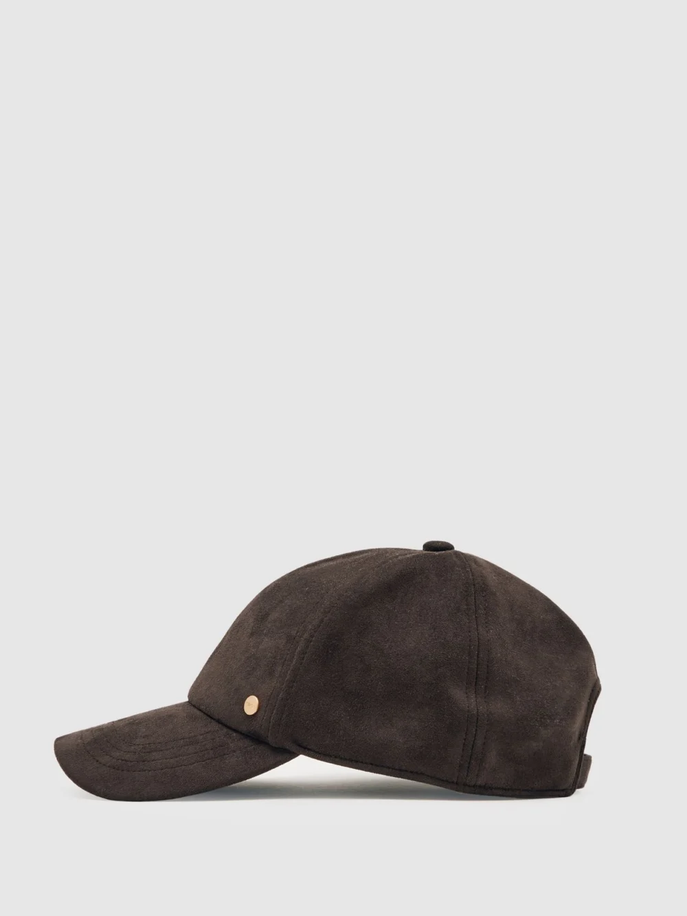 Reiss Chocolate Faux Suede Baseball-style Cap,, view 3