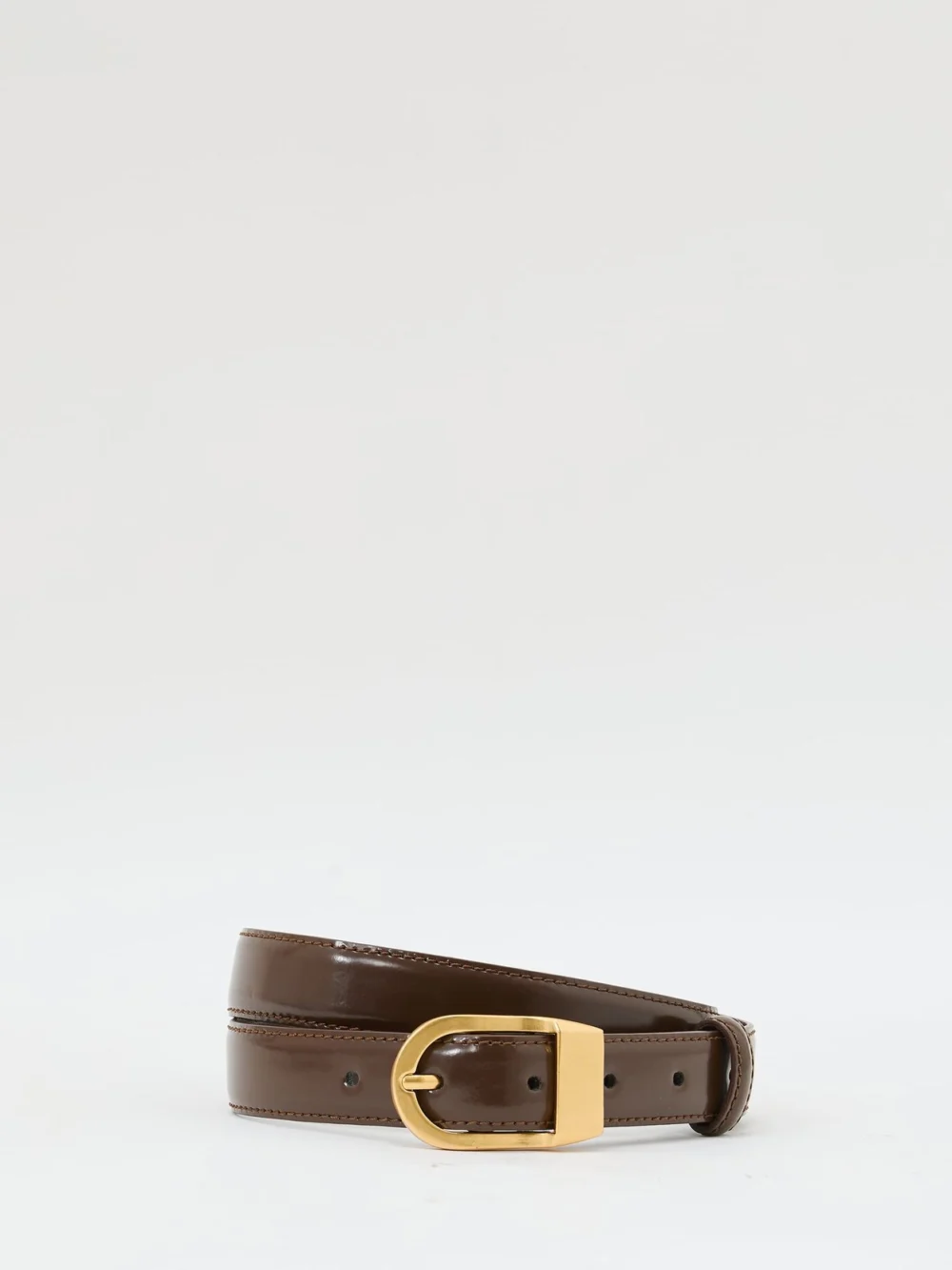 Reiss Chocolate Leather Curved-buckle Belt, view 2