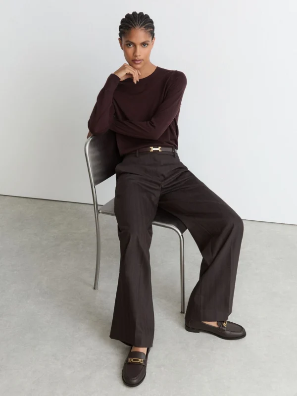 Reiss Chocolate Leather Hardware-detail Loafers