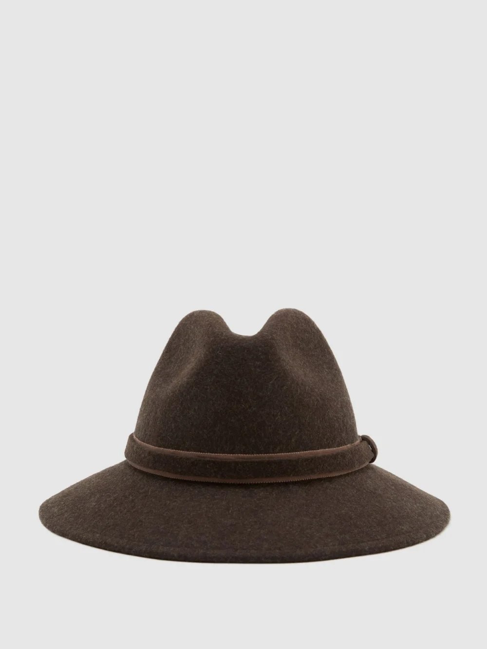 Reiss Chocolate Melange Wool-felt Fedora Hat, view 2
