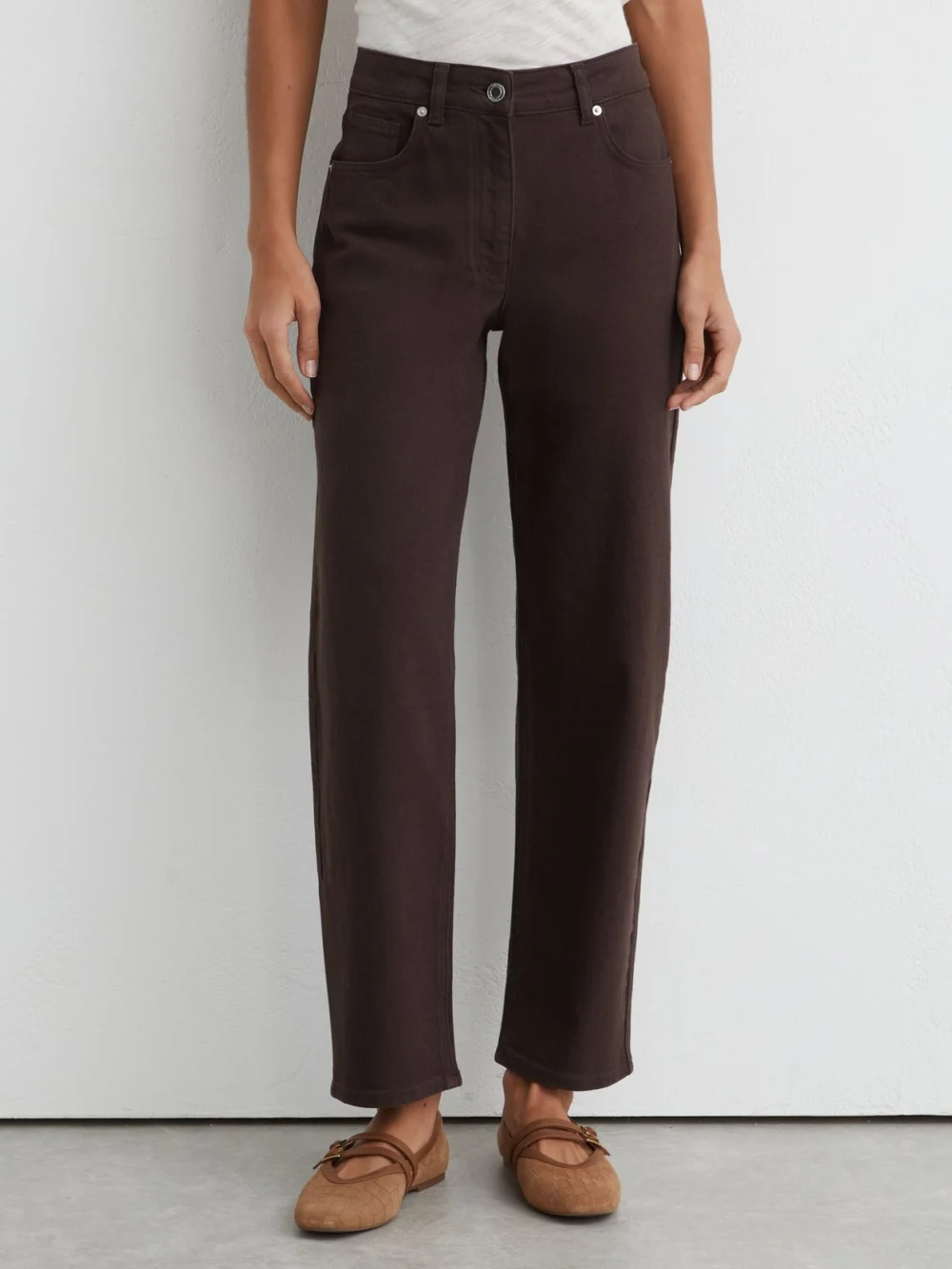 Reiss Chocolate Petite Mid-rise Straight-leg Jeans, view 3