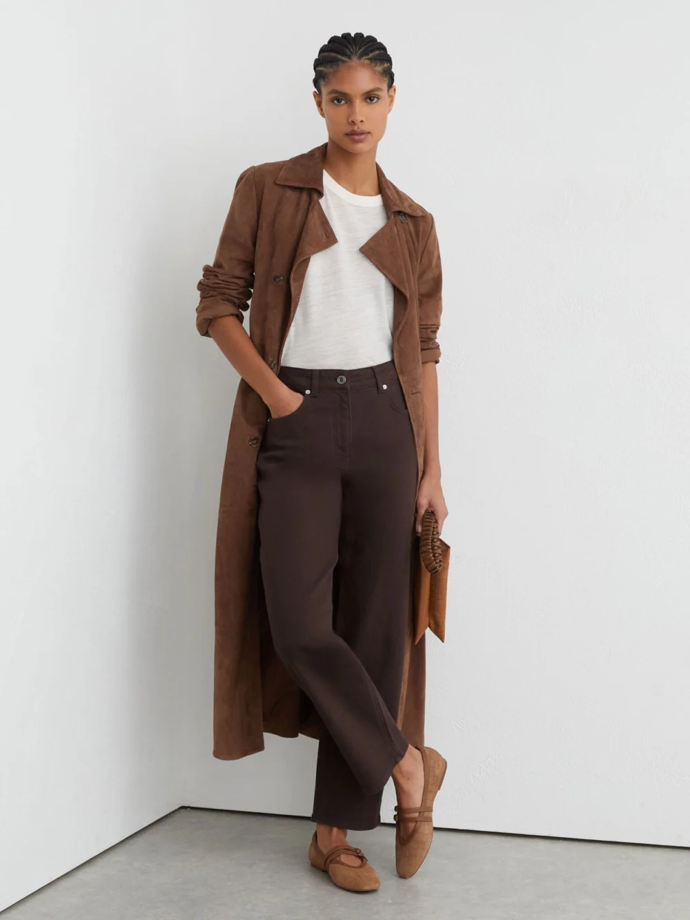 Reiss Chocolate Petite Mid-rise Straight-leg Jeans, view 5