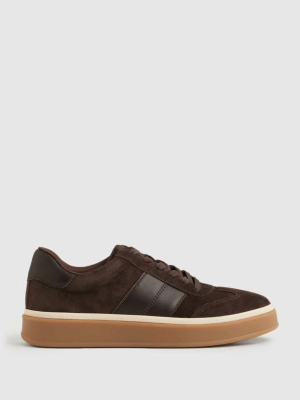 Reiss Chocolate Suede Low-top Trainers