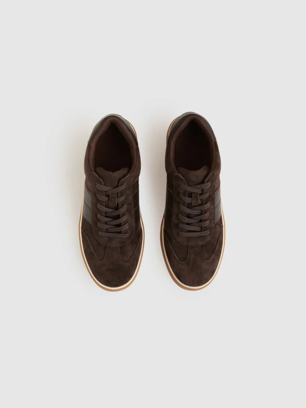 Reiss Chocolate Suede Low-top Trainers, view 3