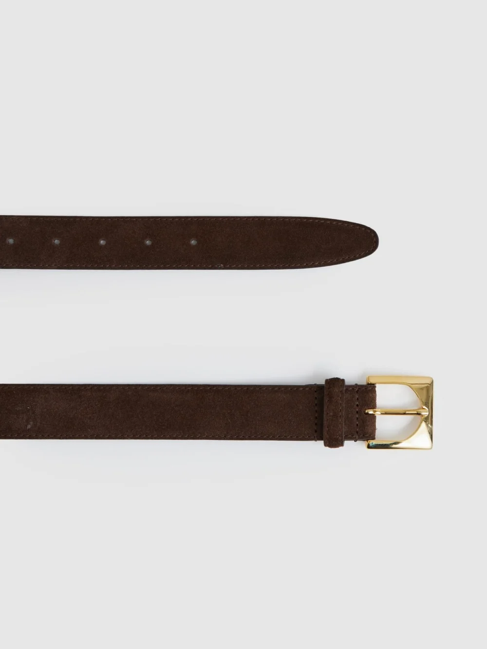 Reiss Chocolate Suede Square-buckle Belt, view 3