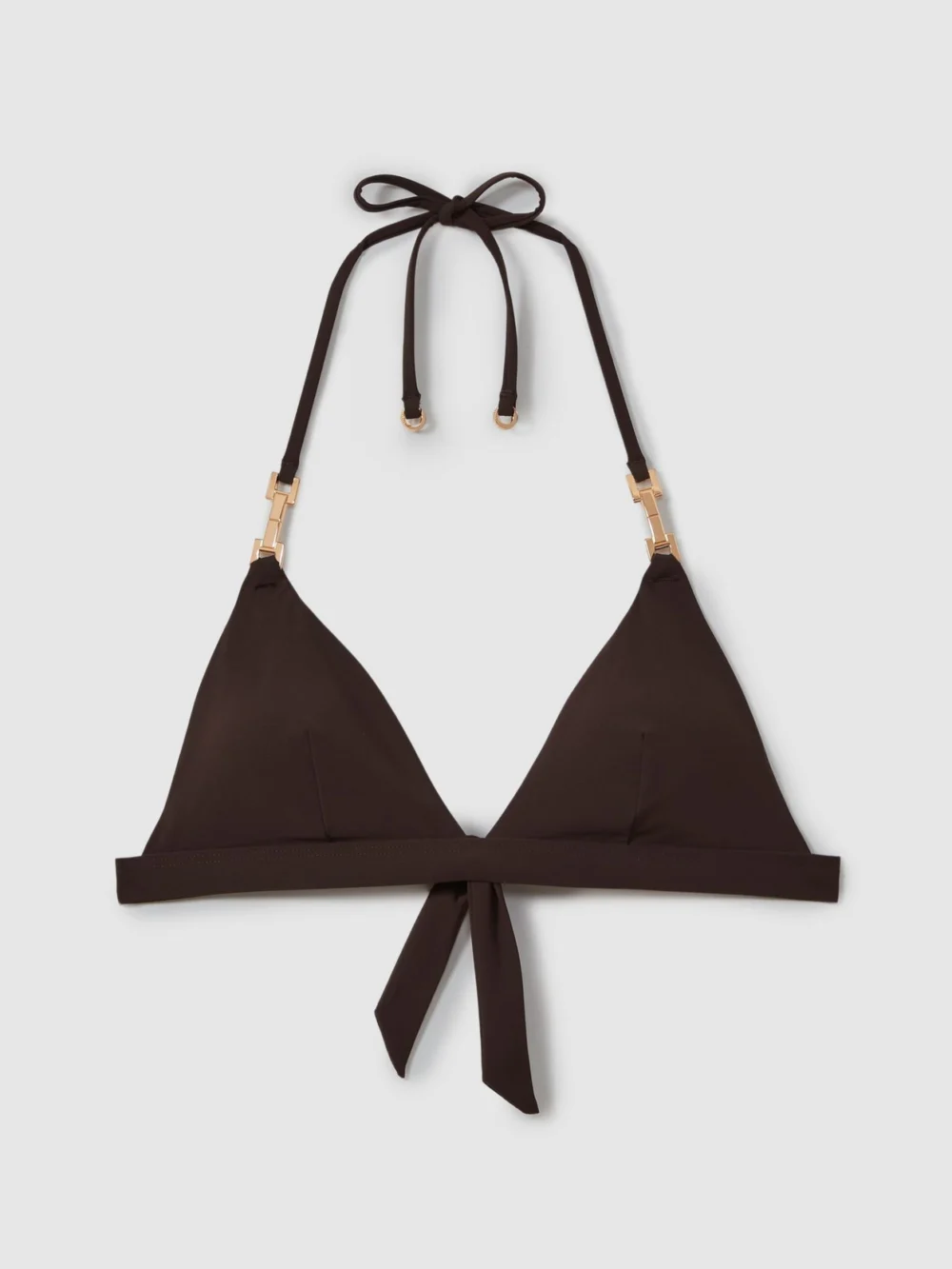 Reiss Chocolate Triangle Halter-neck Bikini Top, view 2