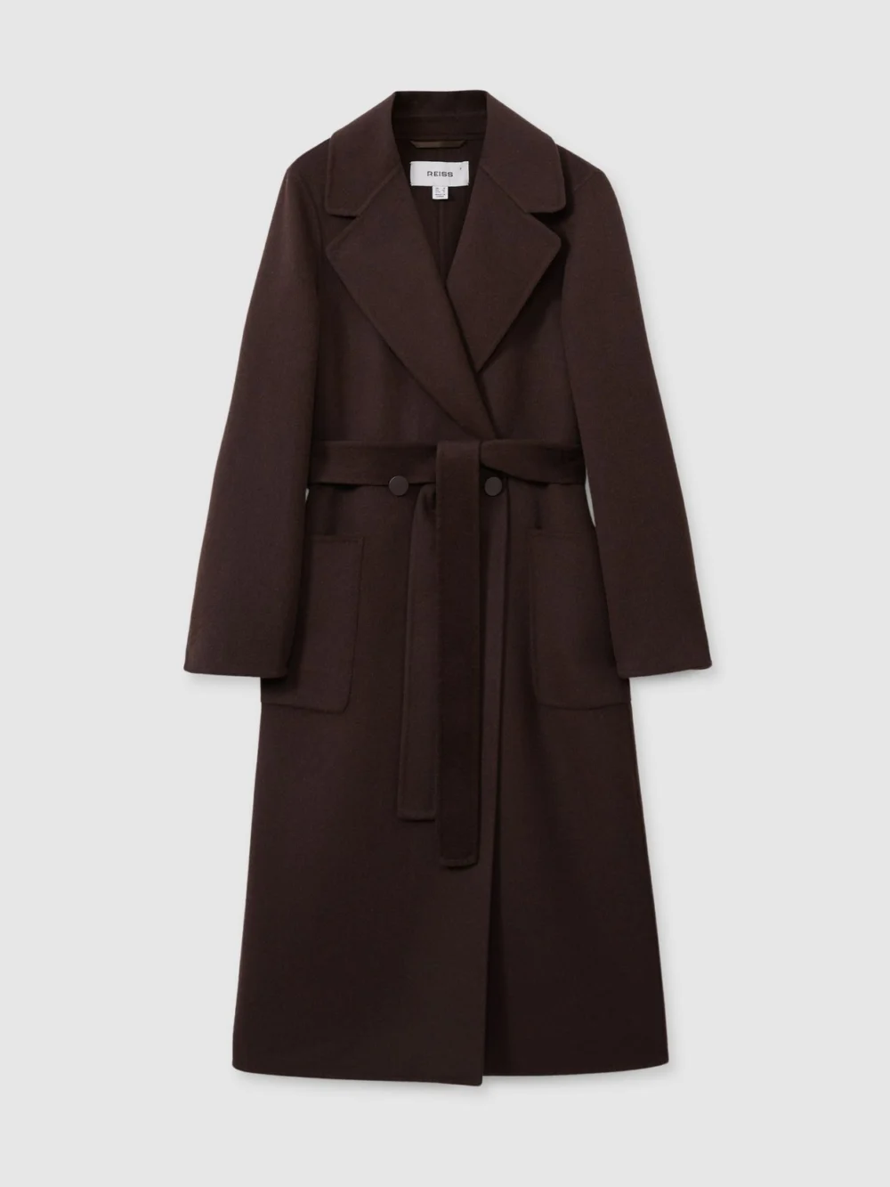 Reiss Chocolate Wool-blend Double-breasted Blindseam Coat, view 6