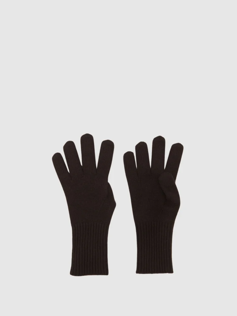 Reiss Chocolate Wool-blend Tipped Gloves with Cashmere,