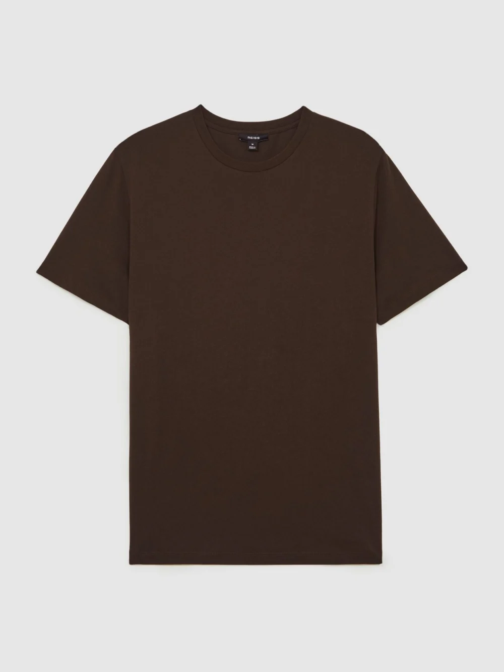 Reiss Coco Brown Marl Cotton-blend Tailored-fit T-shirt, view 2