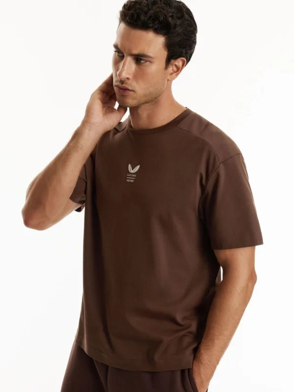 Reiss Cocoa Bark & stone Cas Graphic Shirt | Castore Cotton Relaxed Graphic-shirt