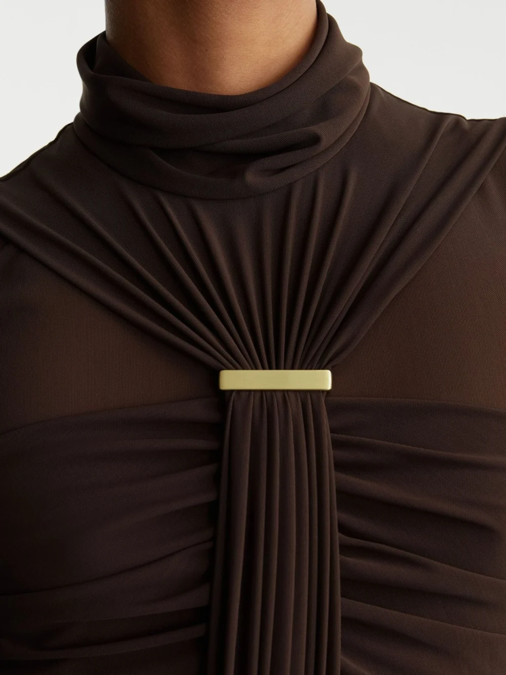 Reiss Colette Chocolate Brown Petite Ruched Sleeveless Maxi Dress, 6, view 4