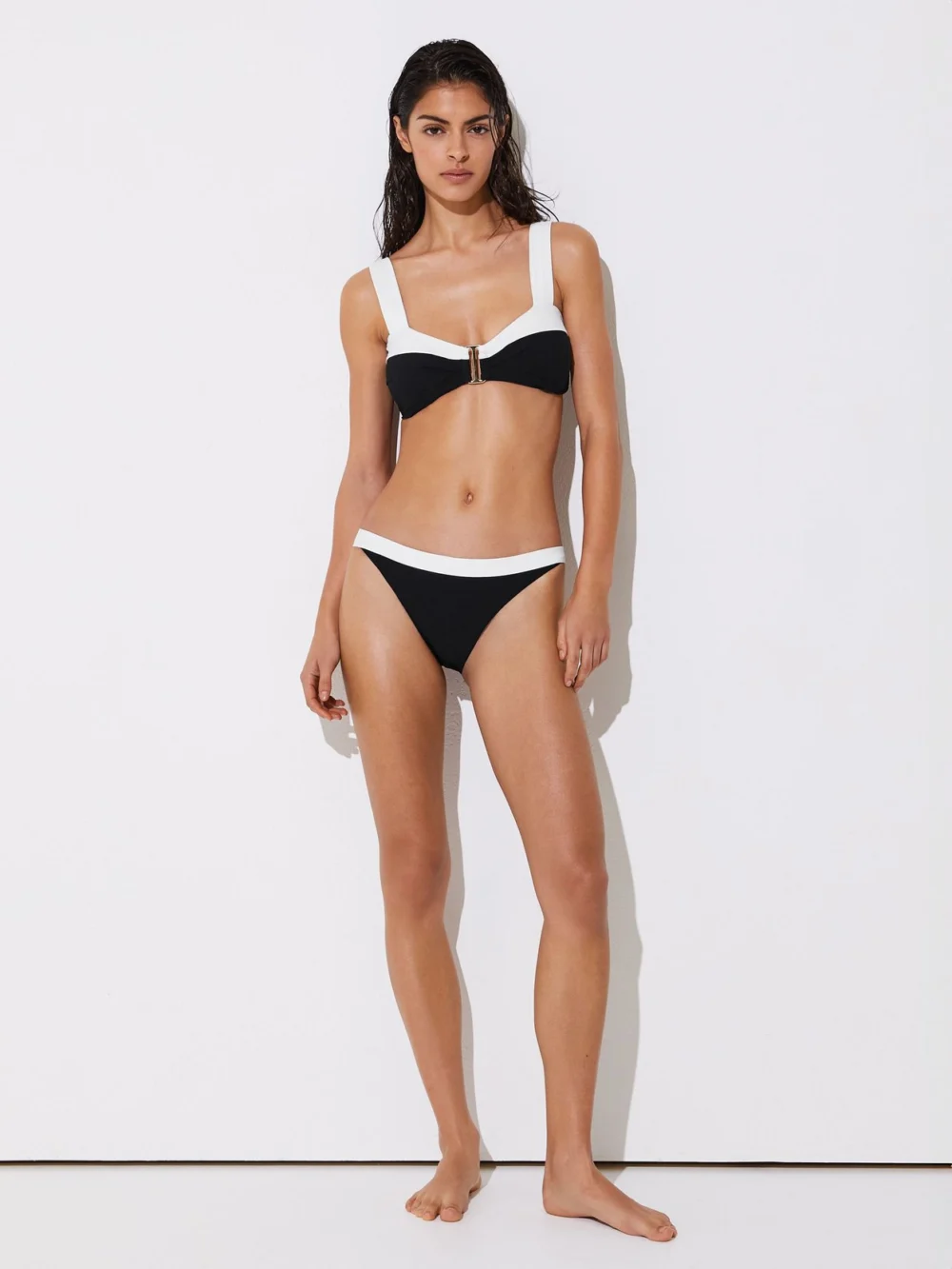 Reiss Colour-block Bikini Top, view 3