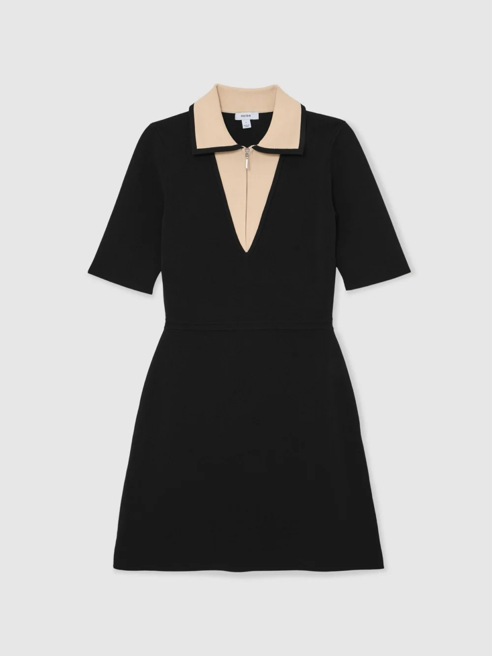 Reiss Contrast-collar Knitted Mini Dress, view 2
