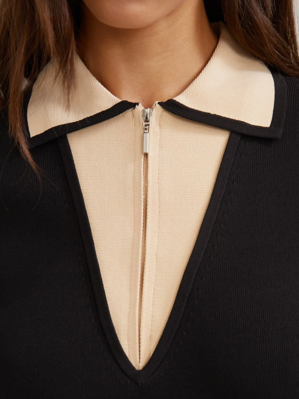 Reiss Contrast-collar Knitted Mini Dress, view 4