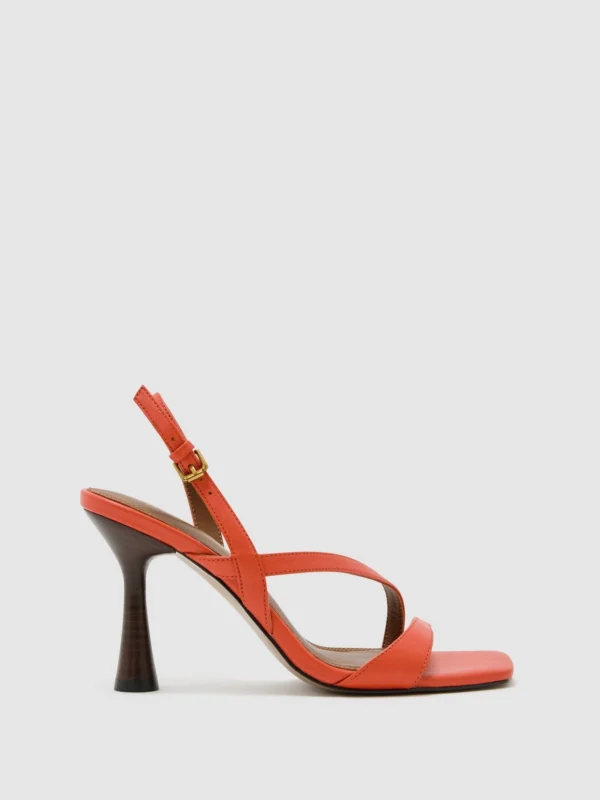 Reiss Coral Leather Cross-strap Heeled Sandals