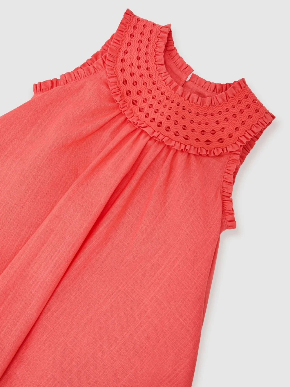 Reiss Coral Pink 3-9 yrs Cotton Cutwork-embroidery Swing Dress, view 3