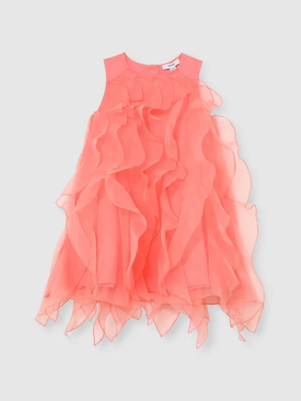 Reiss Coral Pink 3-9 yrs Ruffle-detail Organza Dress