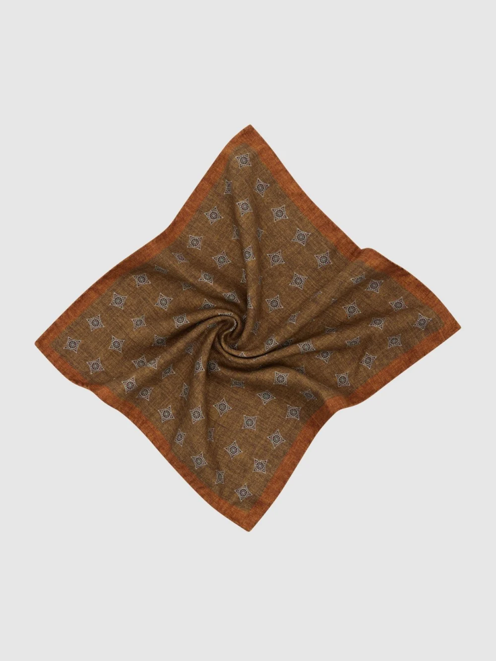 Reiss Corrado Burnt Orange Silk Diamond Medallion-print Pocket Square, One Size, view 2