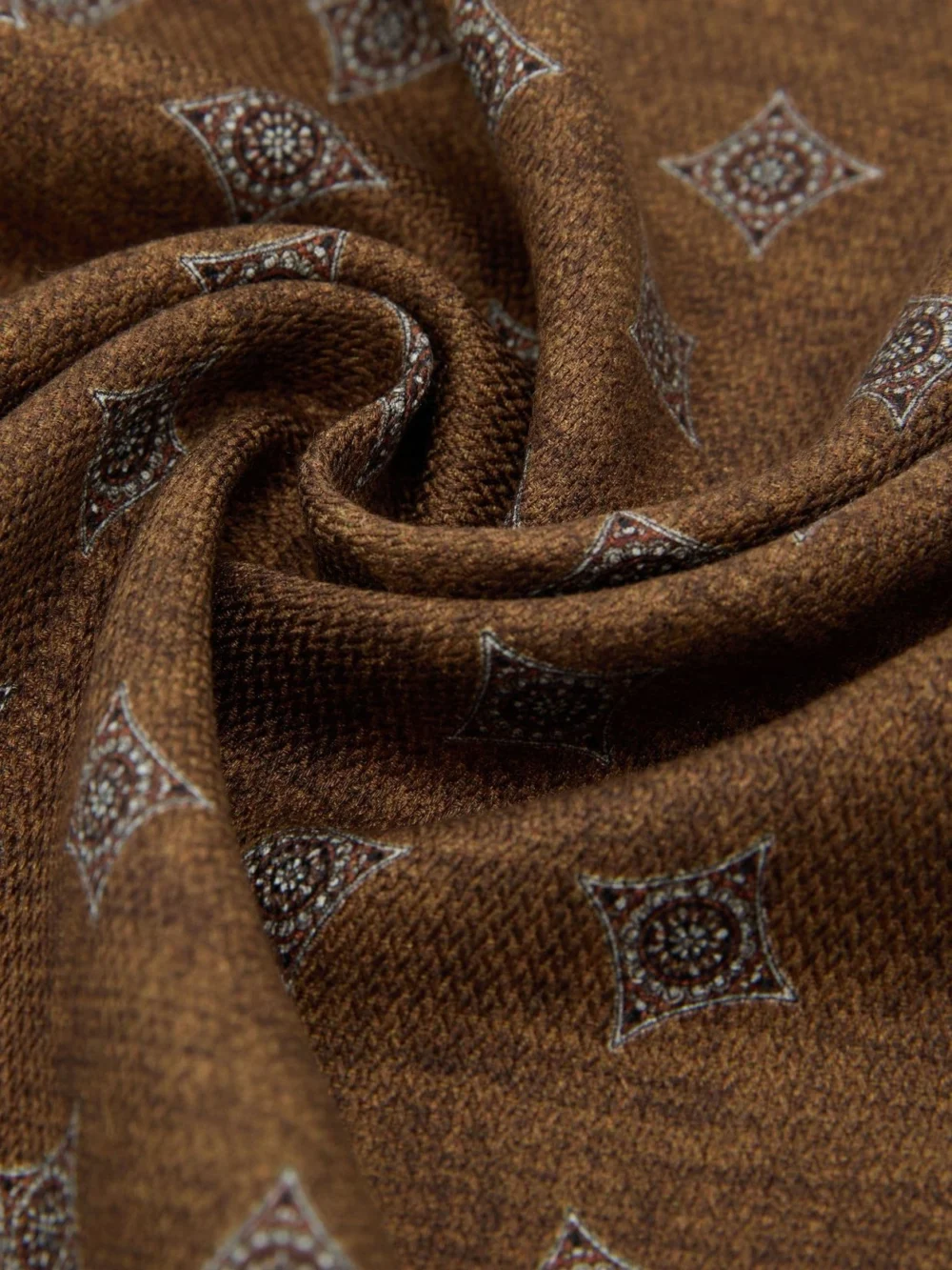 Reiss Corrado Burnt Orange Silk Diamond Medallion-print Pocket Square, One Size, view 3