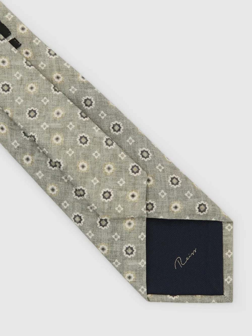 Reiss Cosimo Soft Sage Silk Floral Medallion-print Tie, One Size, view 4