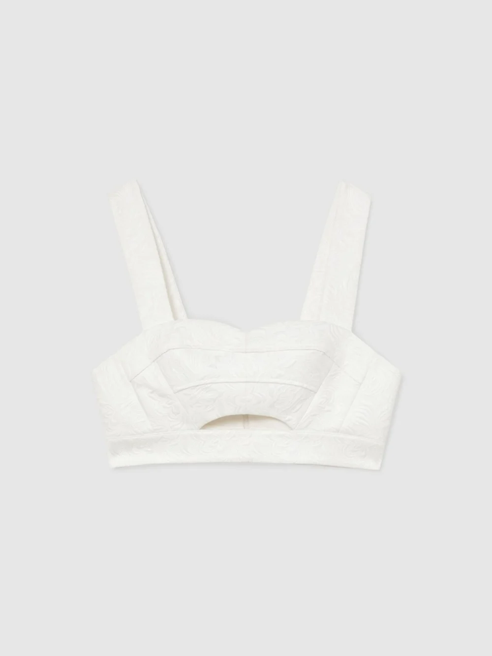 Reiss Cotton-blend Jacquard Crop Top, view 2