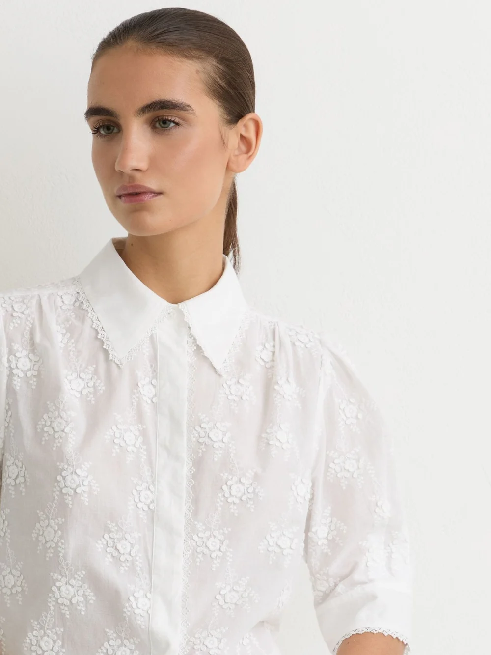 Reiss Cotton Floral-embroidered Shirt, view 4