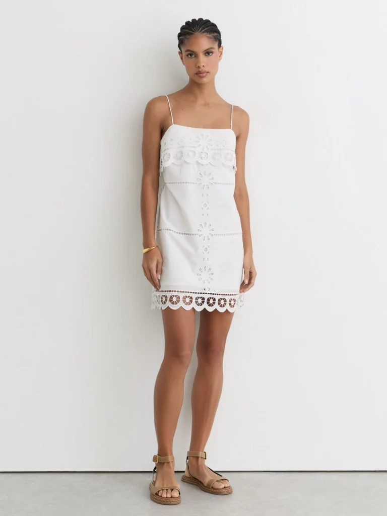 Reiss Cotton Lace-detail Mini Dress