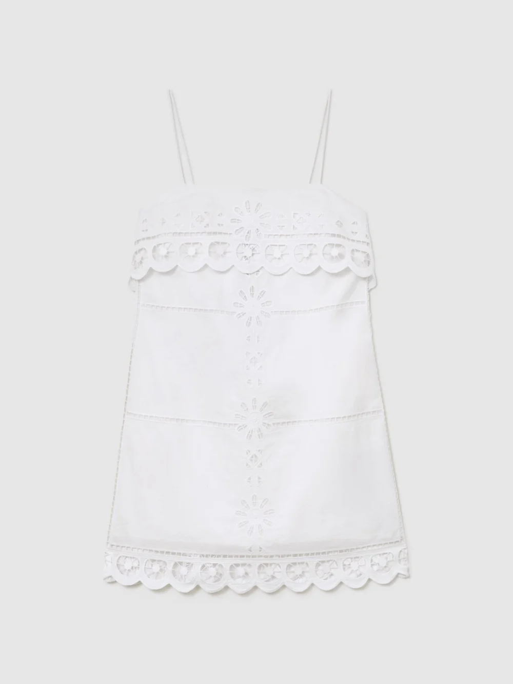 Reiss Cotton Lace-detail Mini Dress, view 2