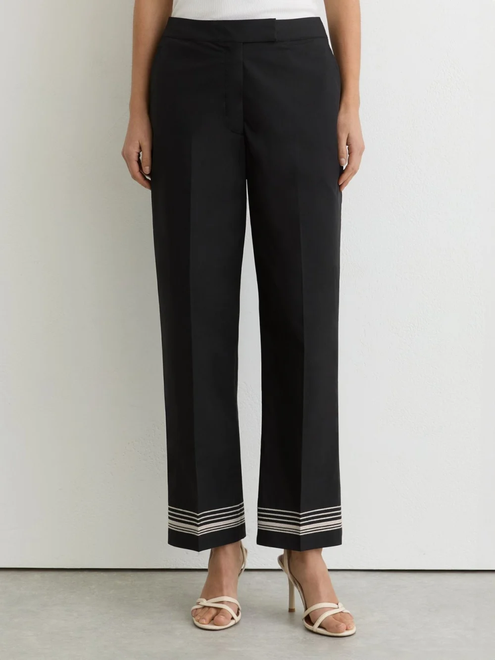 Reiss Cotton Stripe-detail Tapered Trousers, view 3