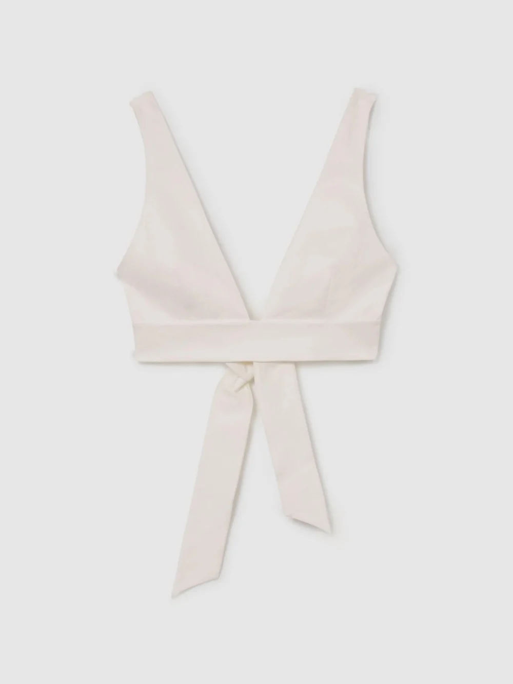 Reiss Cotton Tie-back Plunge Cropped Top, view 2