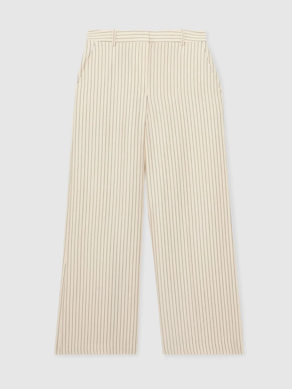 Reiss Cream & Black Pinstripe Wide-leg Trousers, view 2