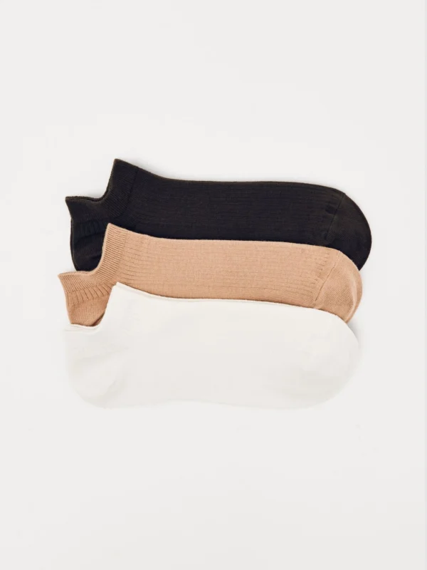 Reiss Cream & Chocolate 3 Pack of Trainer Socks