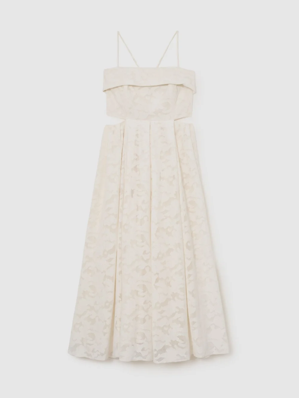Reiss Cream Cotton-blend Lace Cut-out Maxi Dress, view 2