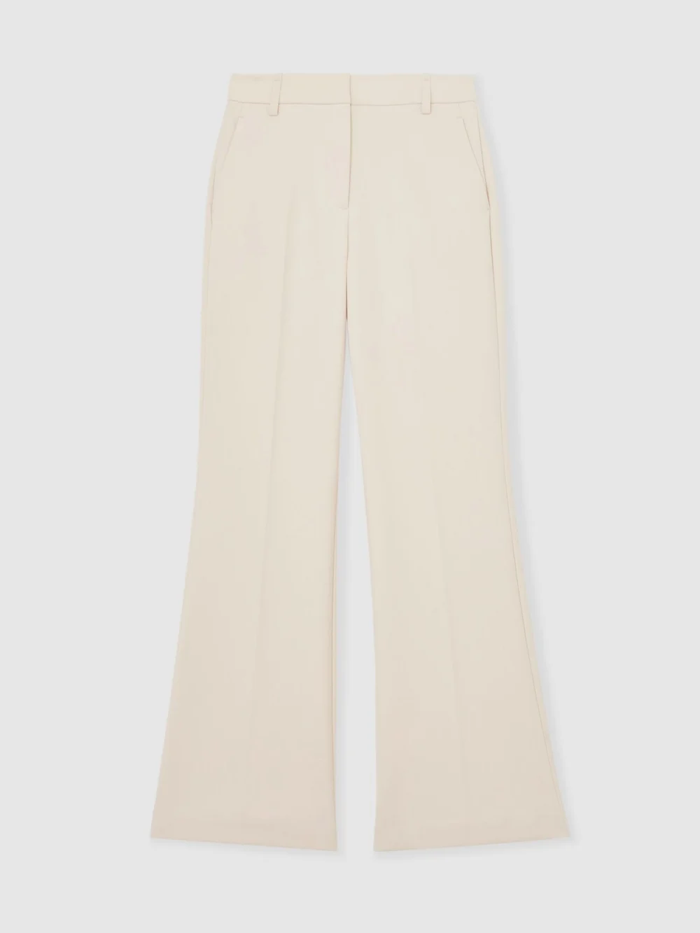 Reiss Cream Flared Knot-hardware Belted Trousers, view 2