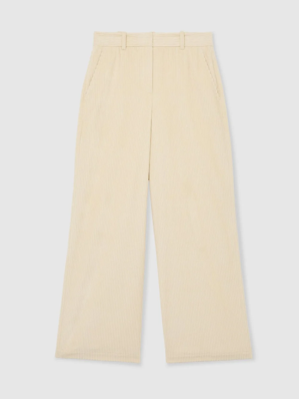 Reiss Cream Petite Cotton Corduroy Wide-leg Trousers, view 6