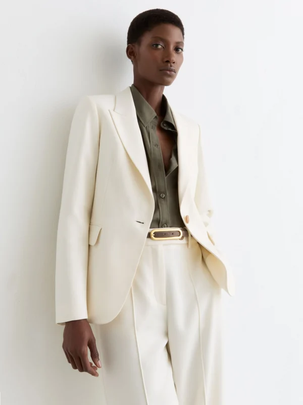 Reiss Cream Petite Single-breasted Tailored Blazer