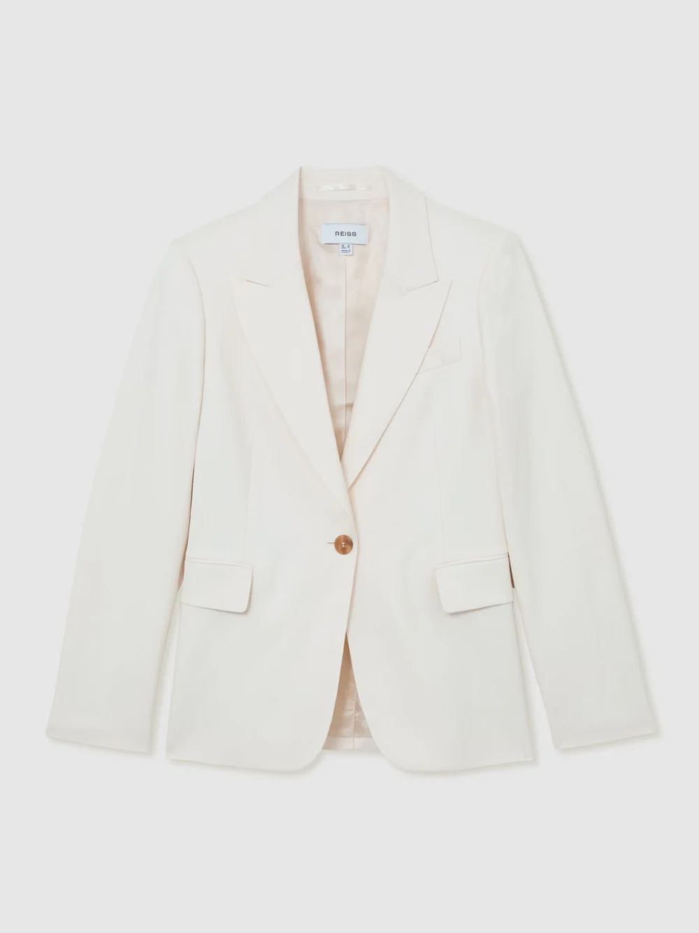 Reiss Cream Petite Single-breasted Tailored Blazer, view 6