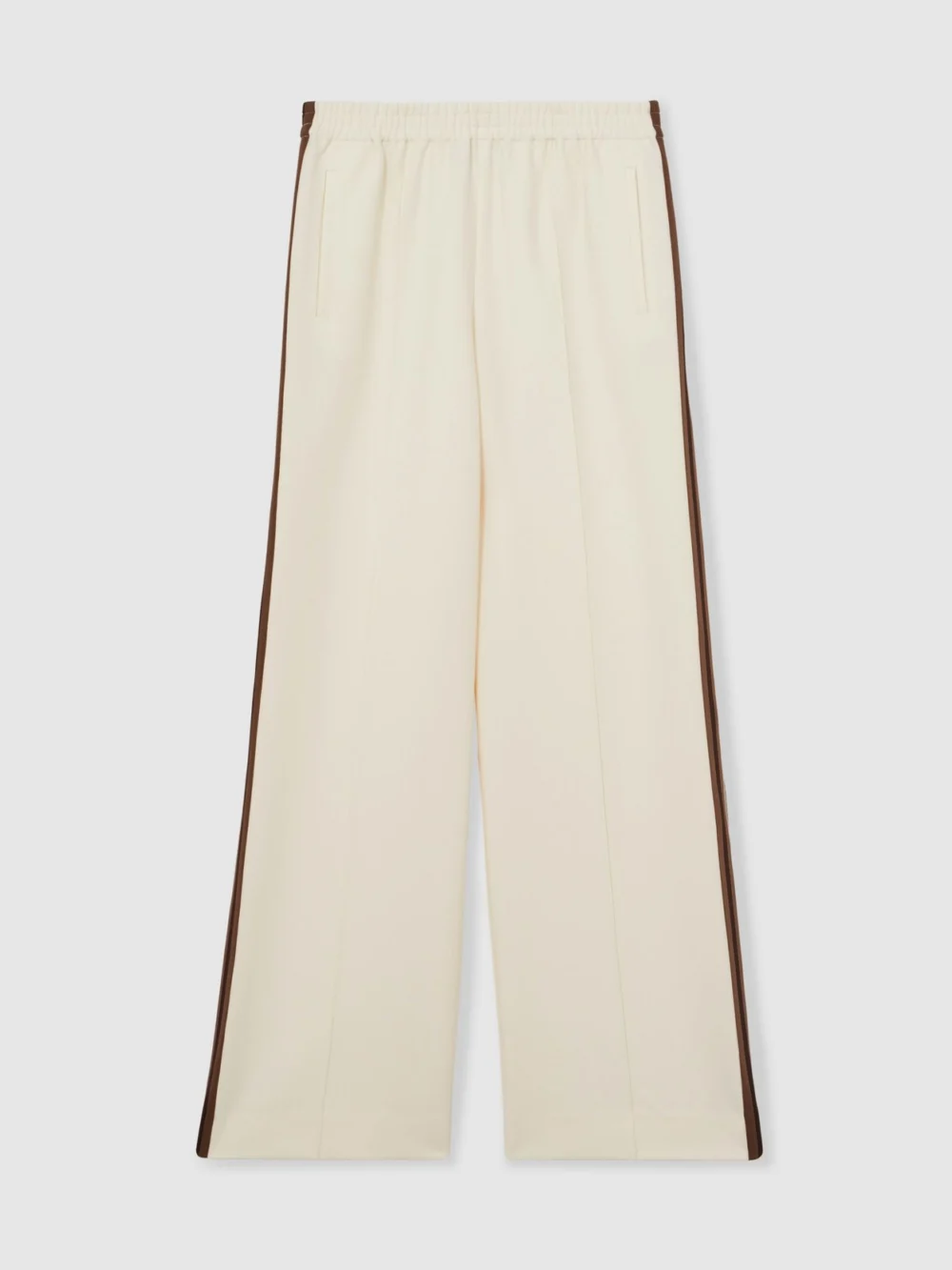 Reiss Cream Side-stripe Wide-leg Trousers, view 2