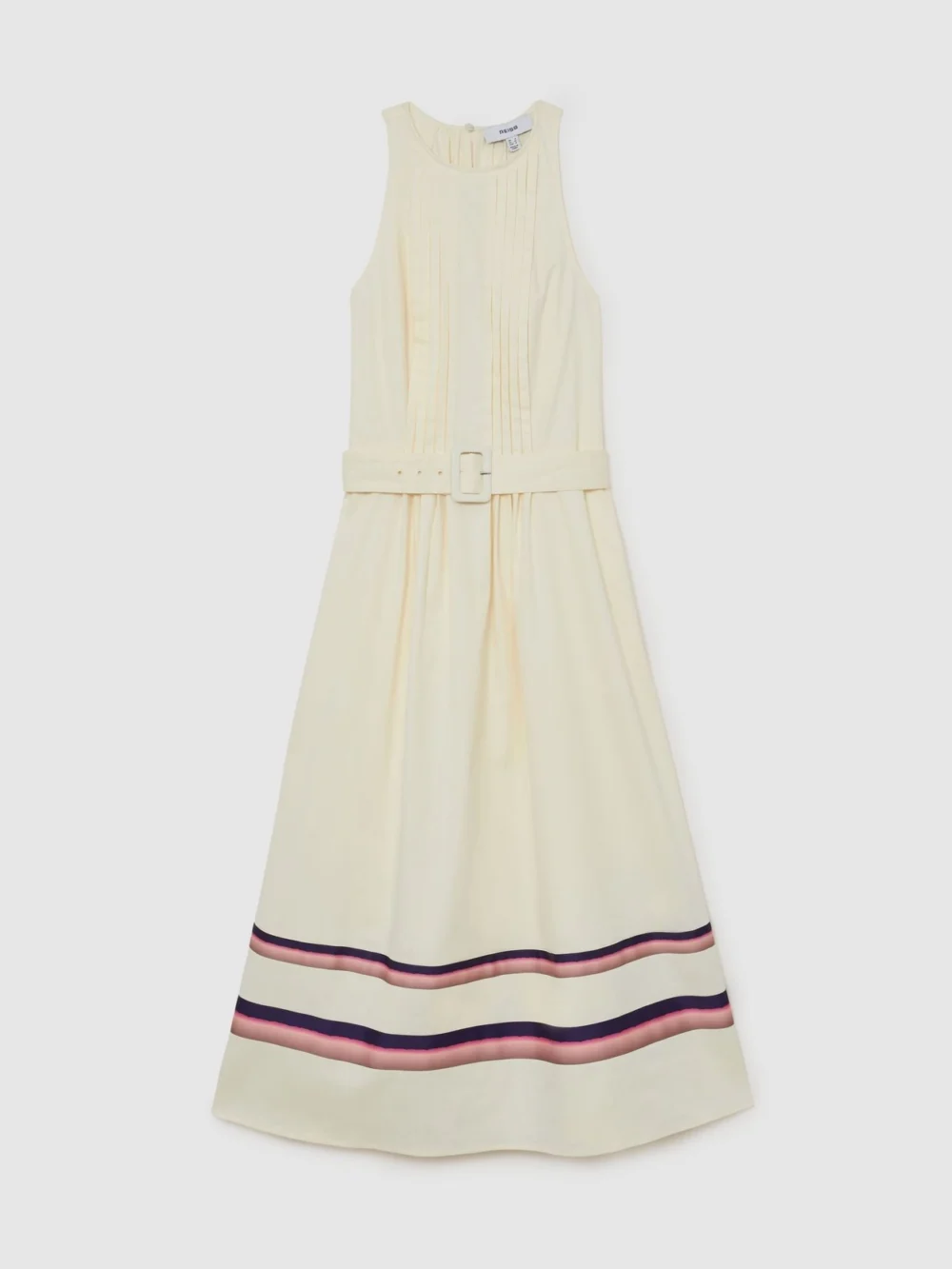 Reiss Cream Stretch-cotton Stripe-detail Midi Dress, view 2