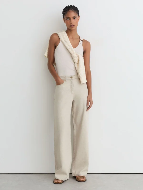 Reiss Cream Wide-leg Jeans with Hemp