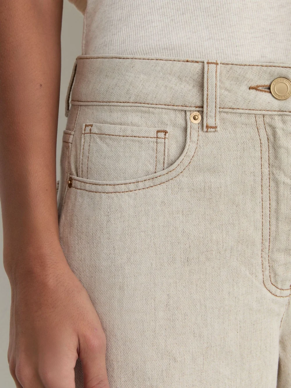 Reiss Cream Wide-leg Jeans with Hemp, view 3