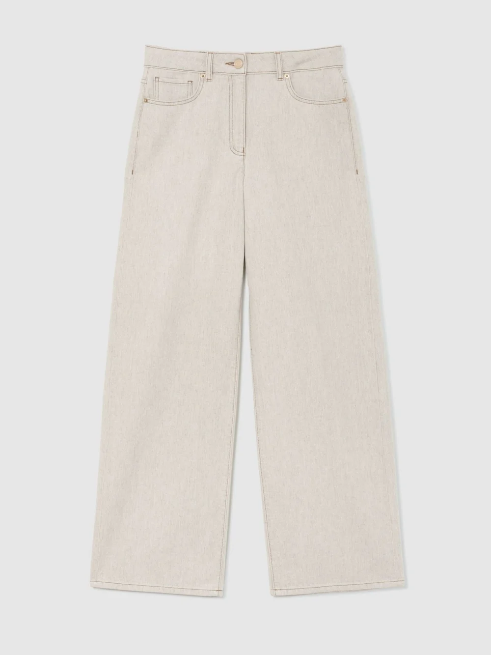 Reiss Cream Wide-leg Jeans with Hemp, view 6