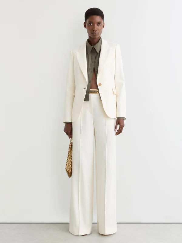 Reiss Cream Wide-leg Seam-detail Trousers