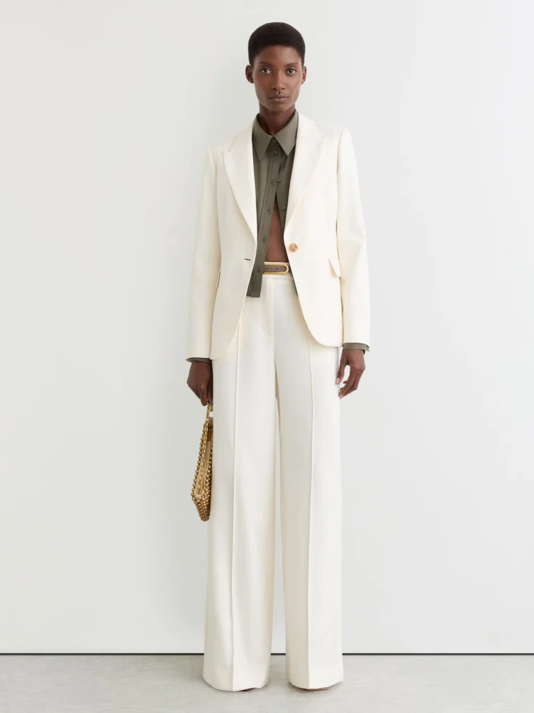 Reiss Cream Wide-leg Seam-detail Trousers
